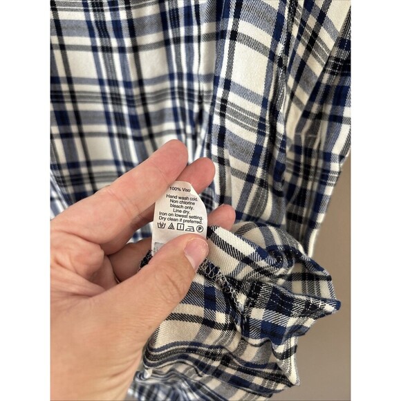 Madewell Women’s Plaid Flannel Shirt Dress Black Blue White Size XS Long Sleeve - Picture 5 of 8